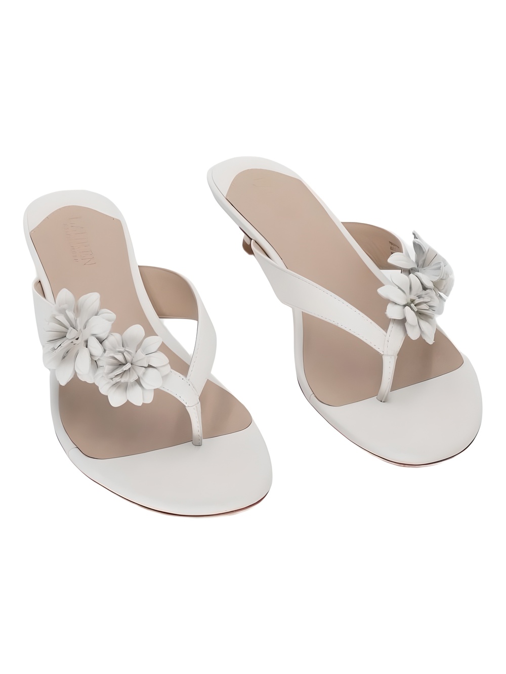 Lauren Ralph Lauren Francesca Floral-Trim Nappa Leather Kitten Heel Size 7.5M